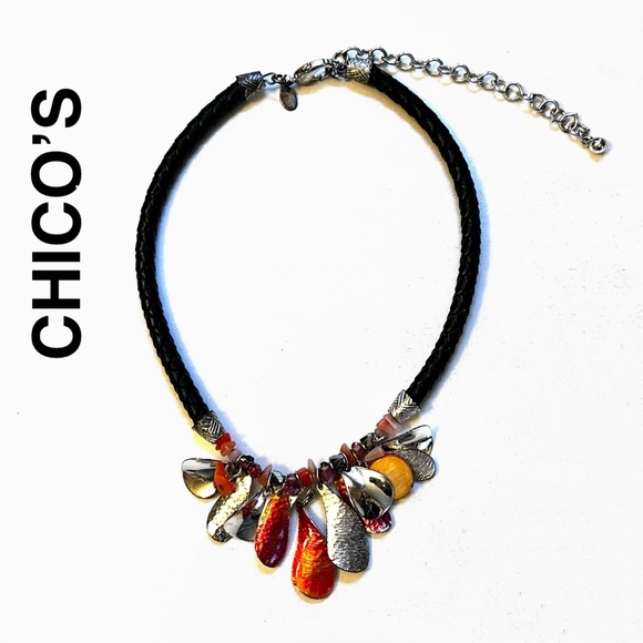 Chico's Jewelry - Chico's Boho Necklace Leather Jewelry